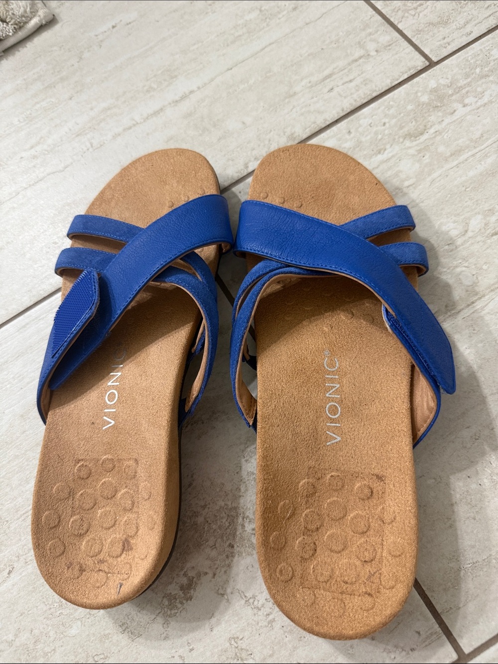 Vionic Royal Blue Women's Slide Sandals size 9.5 ..Velcro strap .. new